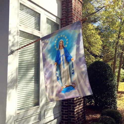 Religious Blessed Virgin Mother Mary Flag Canvas House Size 28x40 Inches New - Picture 2 of 2
