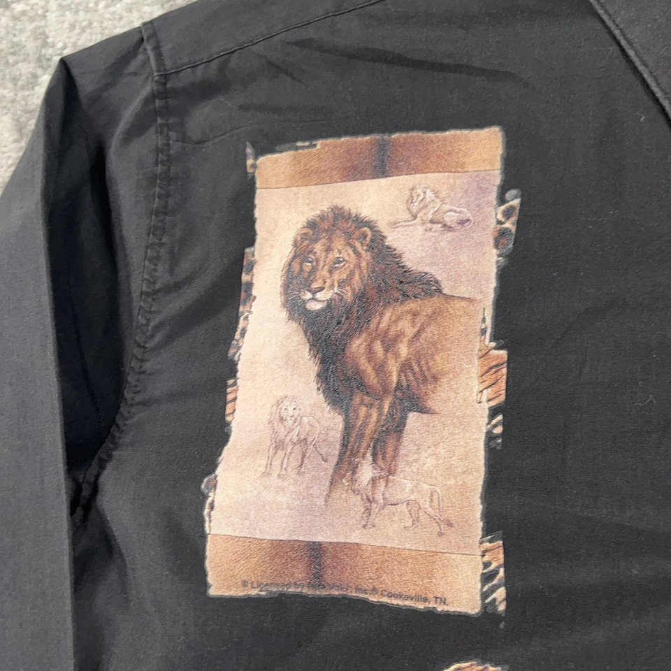 Camisa Las Olas Para Hombres Mediana Negra Safari León Tigre Guepardo Vida Silvestre Estampado Animal Foto 3 de 4