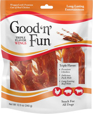 Good n Fun Triple Flavor Wings Chews for All Dogs, 12 Ounces, Treat Your Dog t