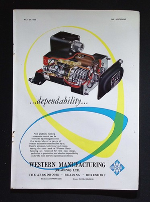 #ad Original 1955 Advert Western Manufacturing Aviation Electric Actuators GBP 14.99