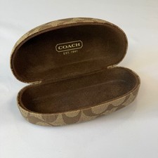 Coach Signature Monogram Hard Eyeglass Sunglasses Case Brown Tan Tan Logo