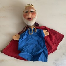 Vintage Kersa King Hand Puppet Germany Glass Eyes Red Cape Crown 11  