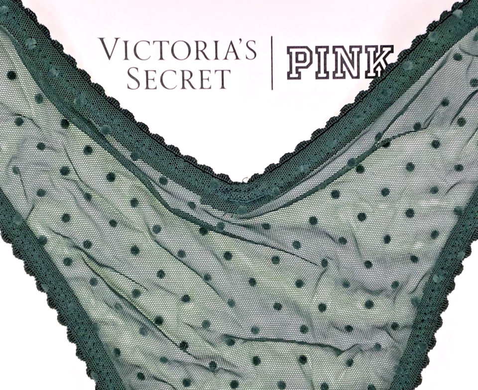 Victoria's Secret Very Sexy NWT XL Green Jingle Bell Mesh Thong Panty Bow - Image 4 of 4