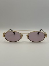 Miu Miu SMU 54ZS Oval Unisex Sunglasses Gold Metal Purple Tinted 140mm