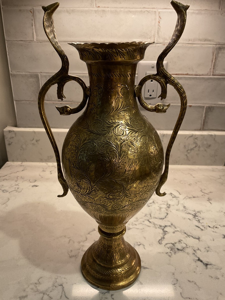 A Beautiful Antique Indian Brass Engraved Cobra Snake Double