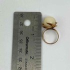 14K Yellow Gold Cream Bead Jewelry Set Vintage Modernist Ring Size 6 10.0g — photo 7