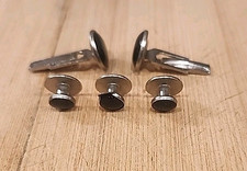 Pioneer Cufflinks and Tuxedo Studs Men's Black Silver Tone 5 Pc.