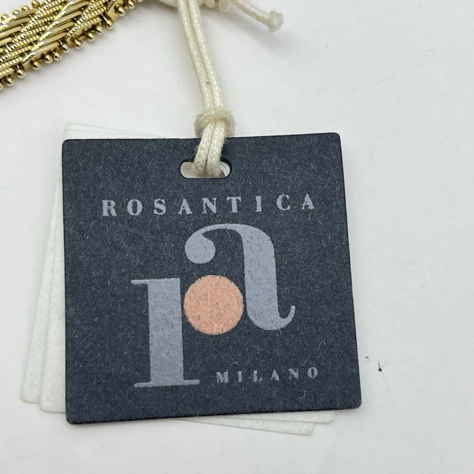 Collar Rosantica Milano Volutta Malla Lariat 24k GP Latón Italia Etiqueta Original Foto 4 de 4