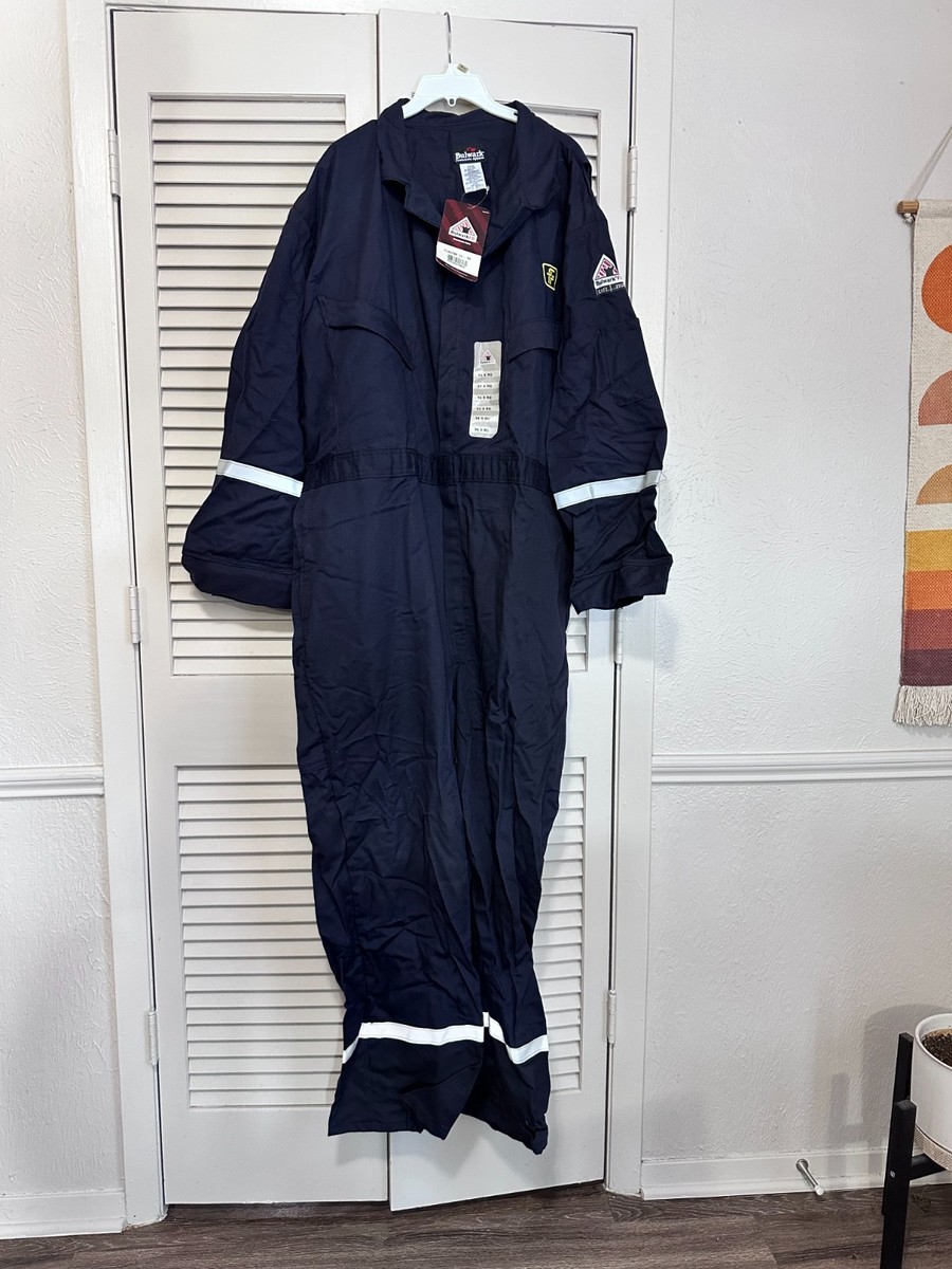 NEW NWT Bulwark FR Cat2, 2112 Coveralls Blue Reflective Ultrasoft