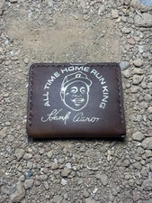 Hank Aaron (715) hand stitched leather baseball glove wallet
