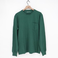 American Giant T-Shirt Men Medium Hunter Green Long Sleeve Front Pocket Pullover