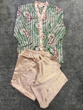 Vintage victoria secret gold label silk Like pajamas medium 2 piece