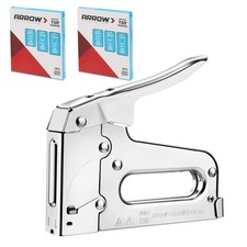 Arrow T50 Heavy Duty Staple Gun Kit, All Chrome Steel Stapler
