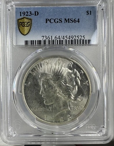 1923-D Peace Silver Dollar PCGS MS64 BEAUTIFUL LUSTER Blast white
