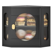 Corner Bread Box for Kitchen Countertop, Large Wooden Bread Box, Double Layer...