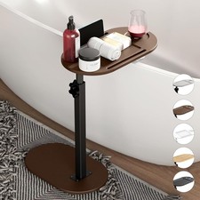 Bamboo Bathtub Tray Table with Adjustable Height, Freestanding Bath Brown