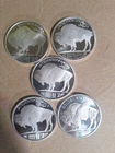 1 Oz Silver Buffalo Round .999 Fine, lot of 5.