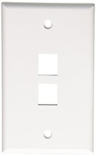 Leviton 41080-2WP Quickport Wallplate, Single Gang, 2-Port, White - 25 Pack