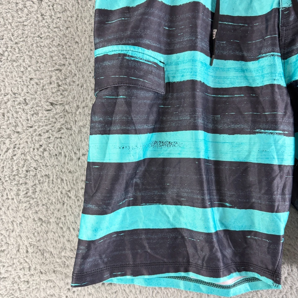 Bermuda de natação Da Hui masculina tamanho 36 azul listra preta praia surf verão - Imagem 2 de 4