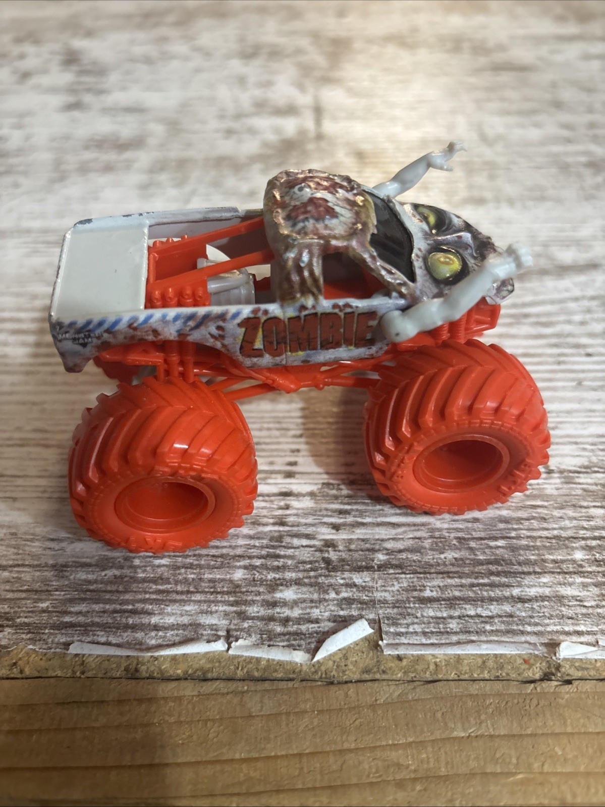 Monster Jam Zombie Neon Loose Truck HTF 1/64 Diecast Red Tires Wheels E