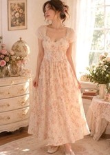 Womens Babydoll Dress Coquette Cottagecore Milkmaid Fairy Romantic Fairycore