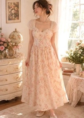 Womens Babydoll Dress Coquette Cottagecore Milkmaid Fairy Romantic Fairycore