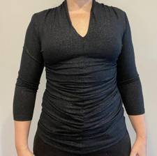 Whimsigoth Y2K Rafaella Ruched Sparkle Party Blouse Witchy Fairy Size S
