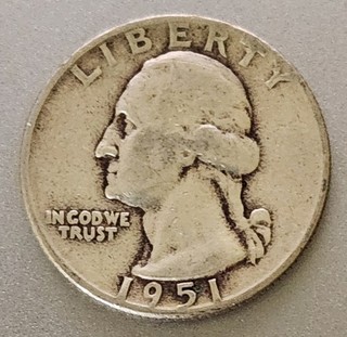 1951 P Washington Quarter 90% Silver 25c US Coin Phila. Mint Circulated Low Ship