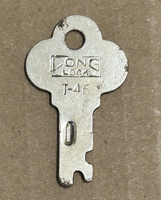 Original Long Lock T-46 Key Vtg Trunk Foot Locker P'Burg VA USA metal  1 5/8''