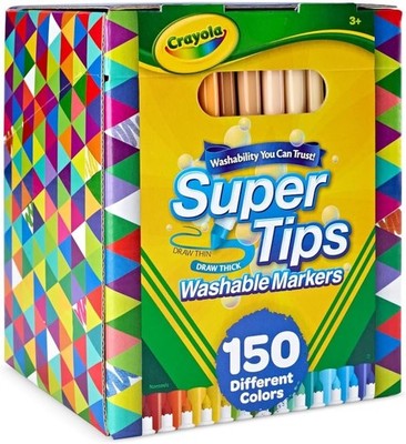 Crayola Super Tips Marker Set (150ct), 150 Count (Pack of 1), Multicolor ...