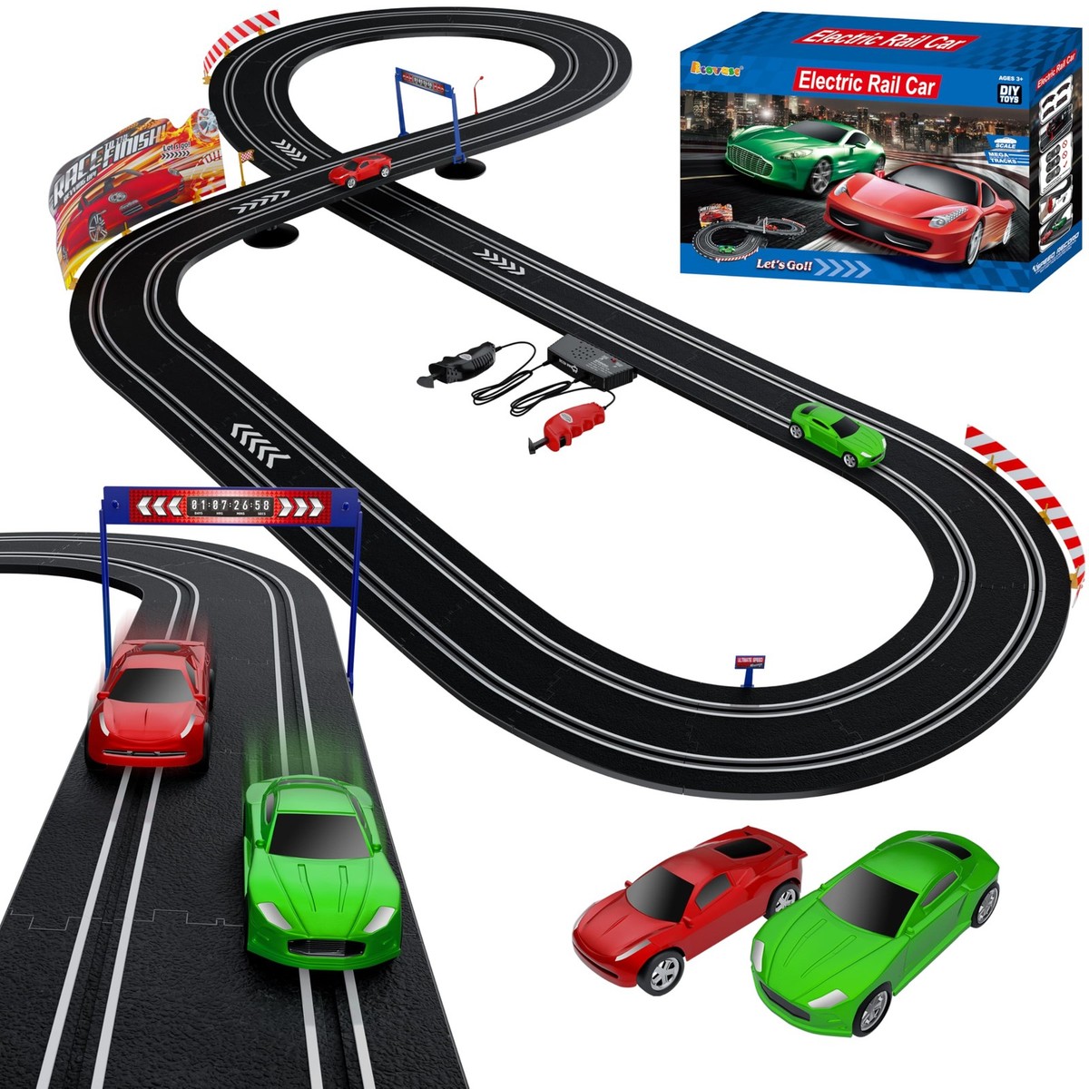 Kids Toy-Electric Powered Slot Car Race Track Set, Hot Wheels - Main Image