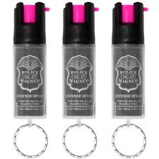 POLICE MAGNUM Mini Pepper Spray .50oz Hot Pink KEYRING 3 Pack Women Self Defense