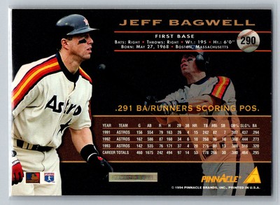 1994 Pinnacle #290 Jeff Bagwell | eBay
