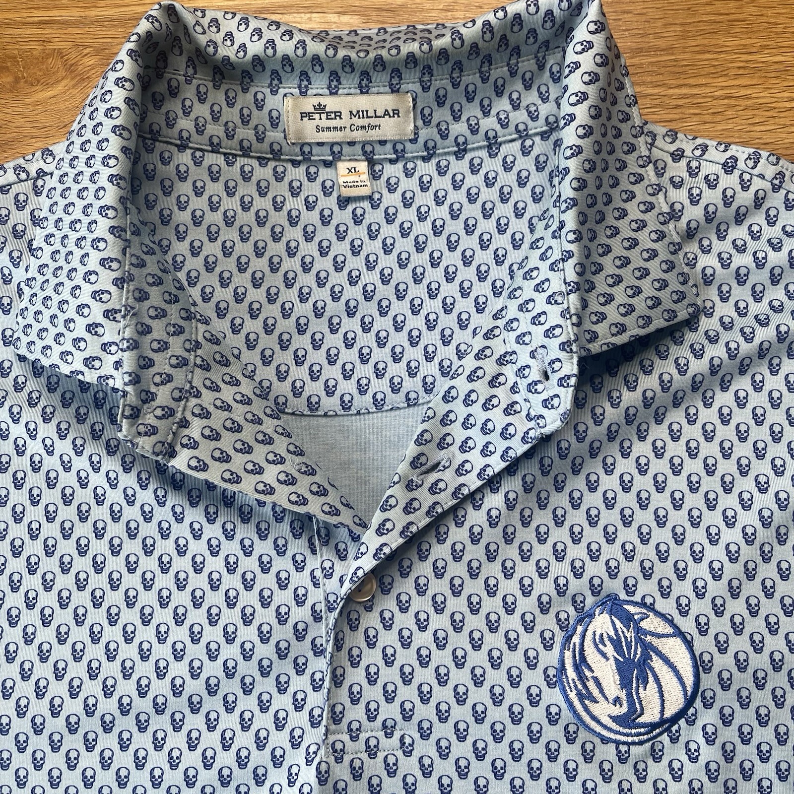 Peter Millar Summer Comfort Polo Shirt NBA Dallas Mavericks Skull AOP Men's XL image 2
