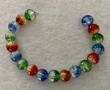 New 7”Strand Blue, Red &Green Luminous Glow In The Dark LampWork Glass Beads10mm