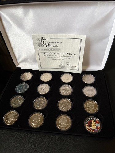 Susan B. Anthony Set Completo 16 Monete Dollari 1979, 1980, 1981, 1999 Proof Color - Foto 1 di 5