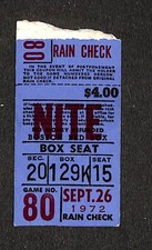 SEPTEMBER 26, 1972 MILWAUKEE BREWERS @ BOSTON RED SOX TICKET STUB, SEAT 129K/15