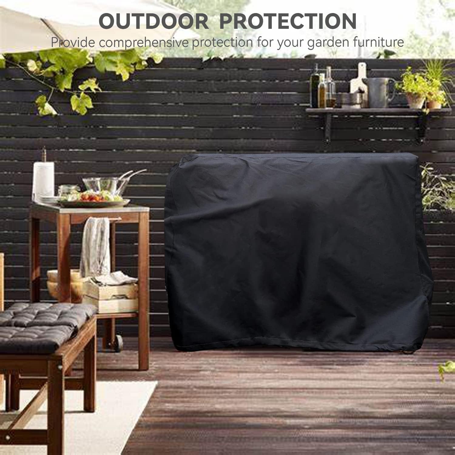 Heavy Duty Waterproof Outdoor Table Cover for 46" Utility Cart - Black