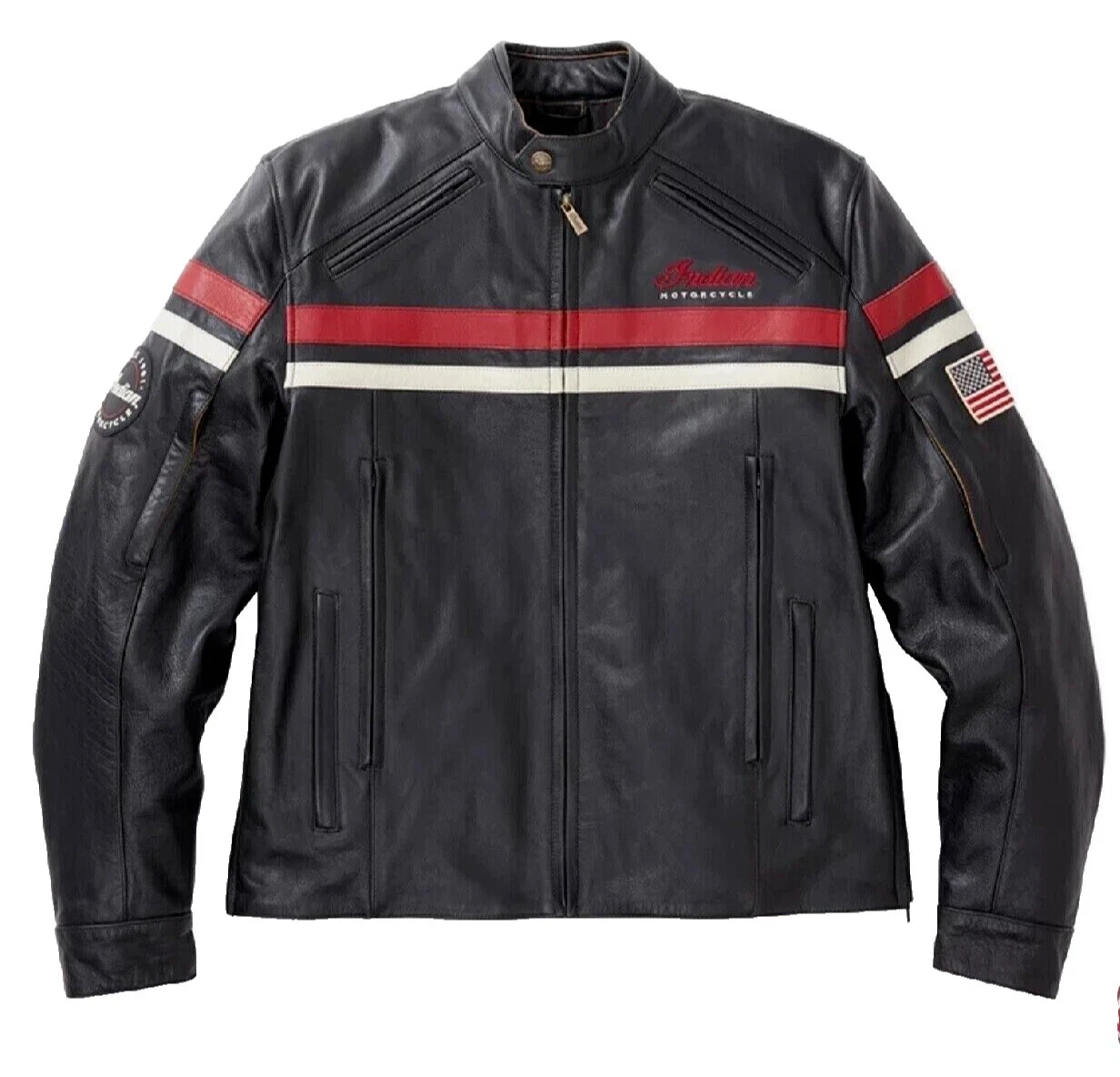 New Men's Indian Motorcycle Black New Style genuine Cowhide Leather Biker Jacket