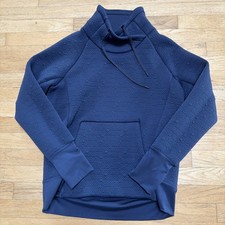 Athleta Women's Jacquard Elevation Pullover Sweatshirt Quilted Navy Blue Small