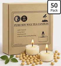 Natural Soy Wax Tealights Candles Bulk 6 Hours 50count