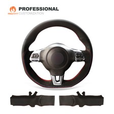 Cubierta de volante de cuero gamuza para VW Golf 6 GTI MK6 Polo R Passat CC R-Line