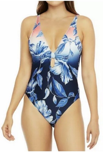 NWT $124 Sz 12 La Blanca Blue Moon Floral One Piece Ombré - Picture 4 of 7