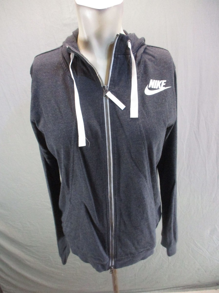 NIKE Size M Mens Gray Cotton Blend Full Zip Stand Collar Athletic