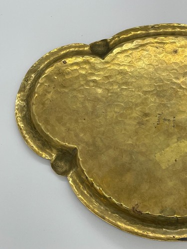 Antique Art Nouveau Hand Hammered Brass Tray By Karl Gehle Hagen - Picture 9 of 13