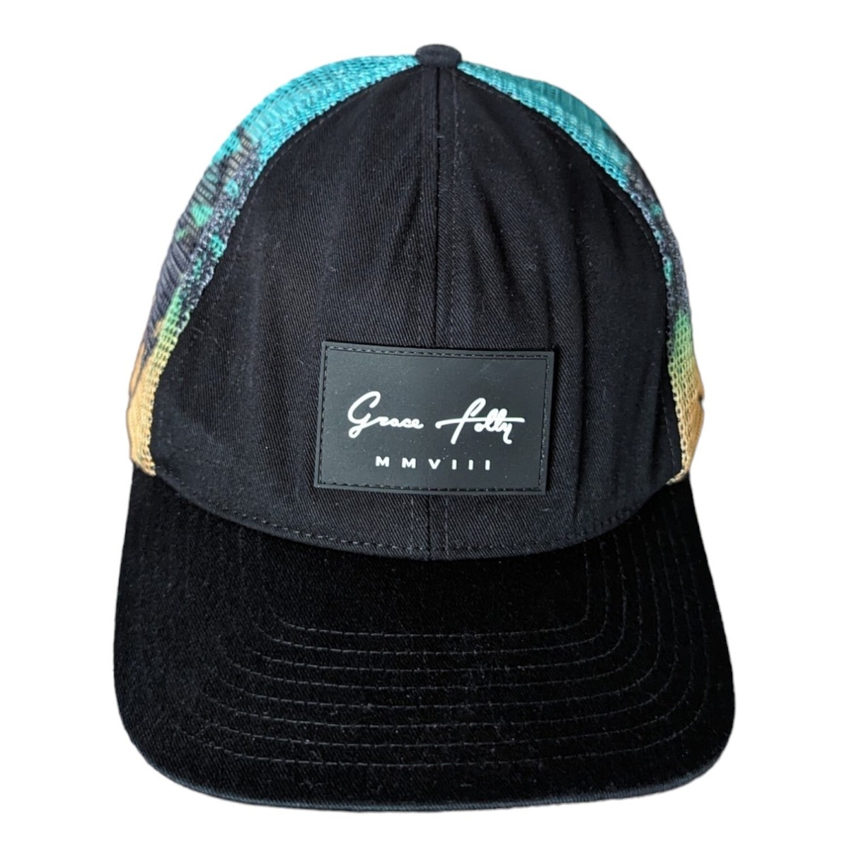 Grace Folly MMVIII カモフラ キャップ メッシュ ニューエラ Grace Folly MMVIII Trucker Hat Snapback Mesh Black Palm