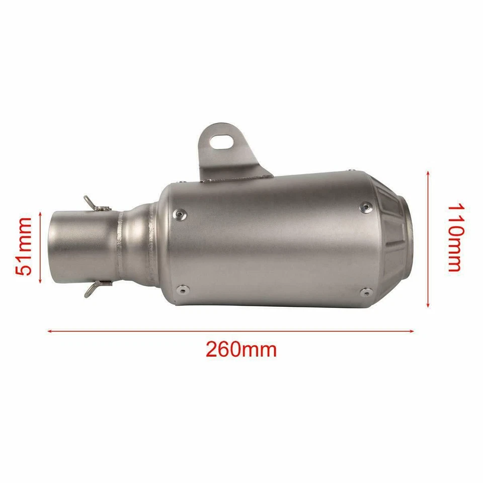 Silver Universal Motorcycle Exhaust Muffler Silencer Slip On W/DB Killer 38-51mm - Image 2 of 4