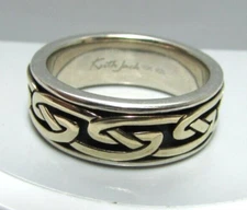 KEITH JACK 10K Yellow Gold Sterling Silver Raised Eternity Knot Ring Band Sz 10