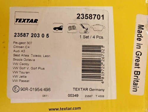 2358701 textar колодки