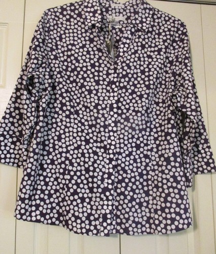 Chicos Damen Top Größe 3 Größe XL Baumwolle bügelfrei 3/4 Arm Knopfleiste NEU lila